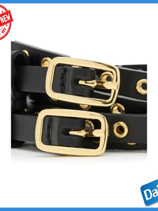 Leather Grommet Belt with Buckle Closure, X-Small Size